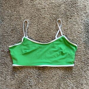 Green Sports Bra with White Trim